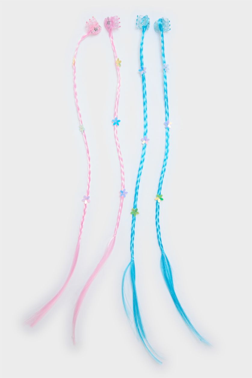 Kız Çocuk - Genç Kız Karma 4'lü Saç Detaylı Pembe Mavi Mandal Toka Kız Çocuk