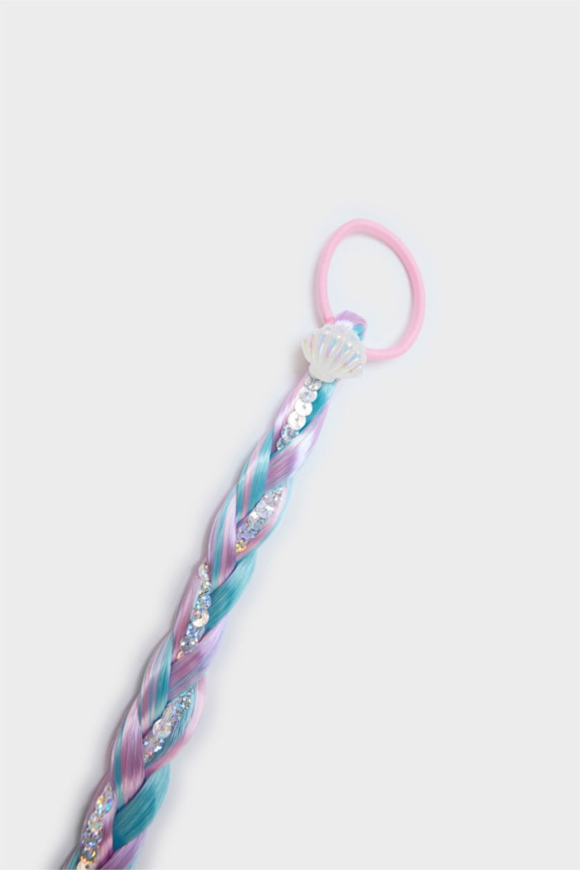 Kız Çocuk - Genç Kız Mavi Kız Çocuk Örgülü Lastik Toka