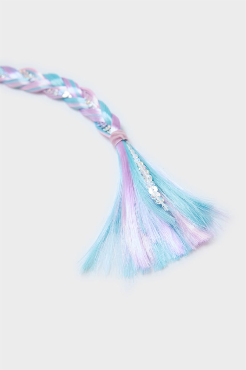 Kız Çocuk - Genç Kız Mavi Kız Çocuk Örgülü Lastik Toka