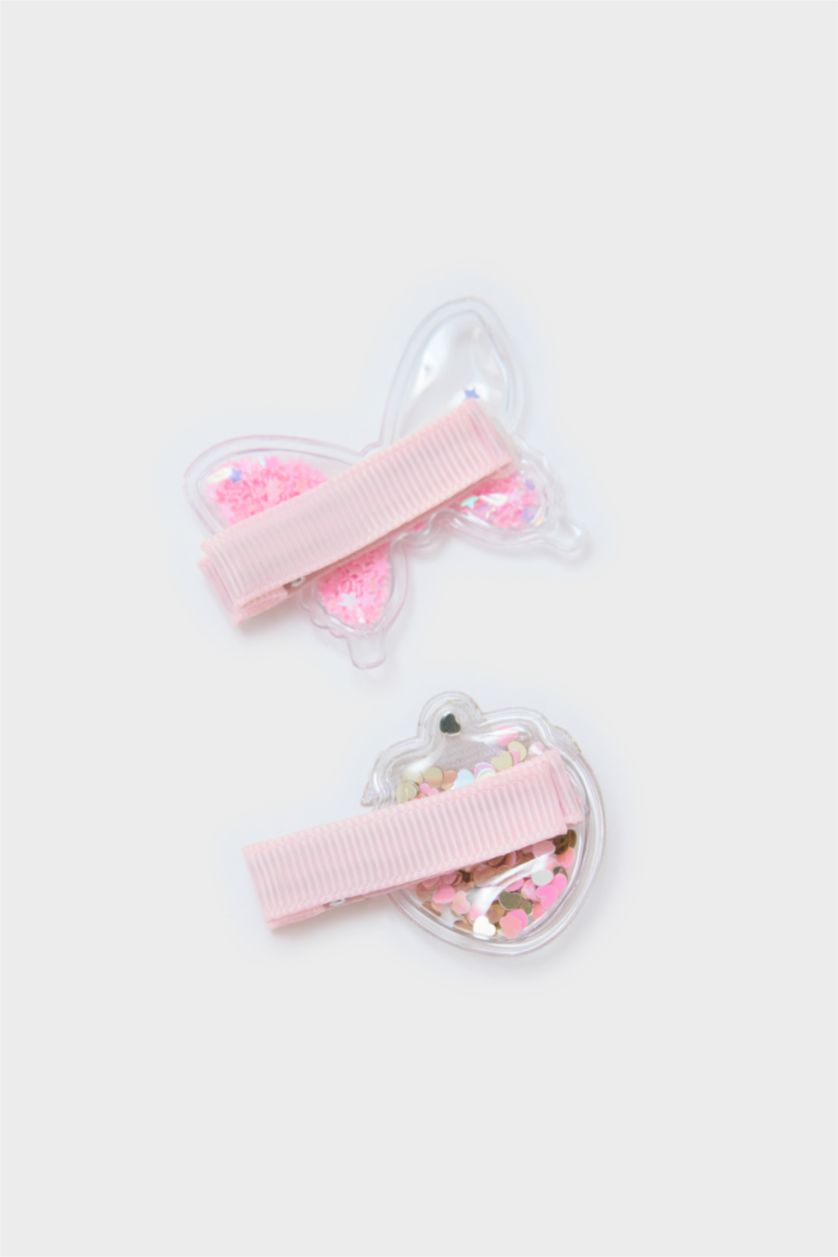 Kız Çocuk - Genç Kız Pembe Kız Çocuk 4'lü Pembe Pullu Çıtçıtlı Toka