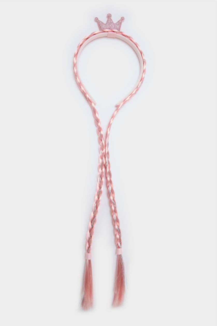 Kız Çocuk - Genç Kız Pembe Kız Çocuk Örgülü Pembe Taç