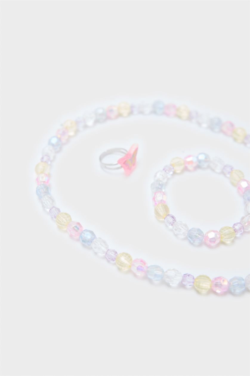 Kız Çocuk - Genç Kız Karma Kız Çocuk Renkli Kolye Küpe Bileklik Seti