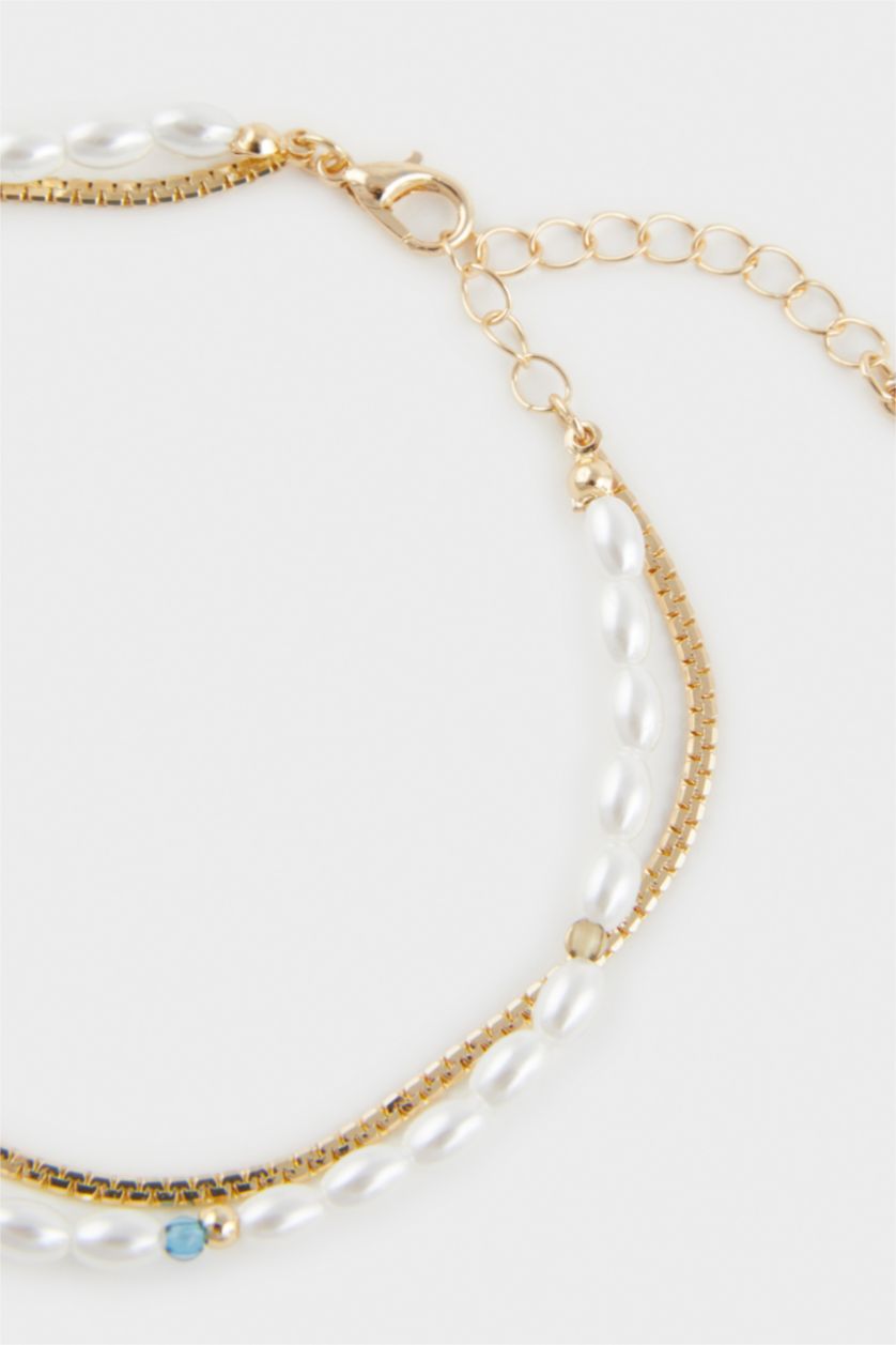 Kadın Karma Kadın 2'li İncili Gold Halhal