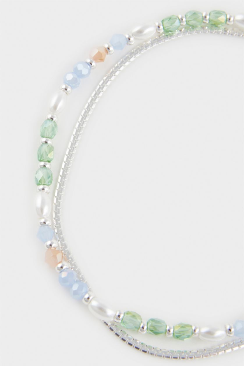 Kadın Karma Kadın 2'li İncili Silver Halhal