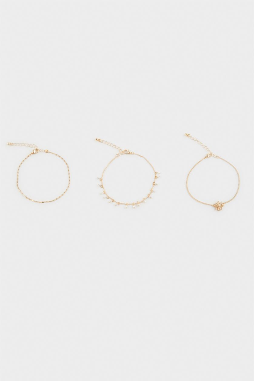 Kadın Karma Kadın 3'lü İncili Gold Halhal