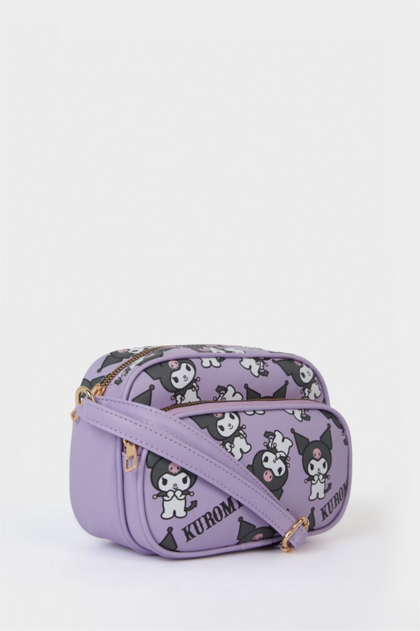 Kız Çocuk - Genç Kız Lila Kız Çocuk Kuromı Baskılı Çapraz Çanta