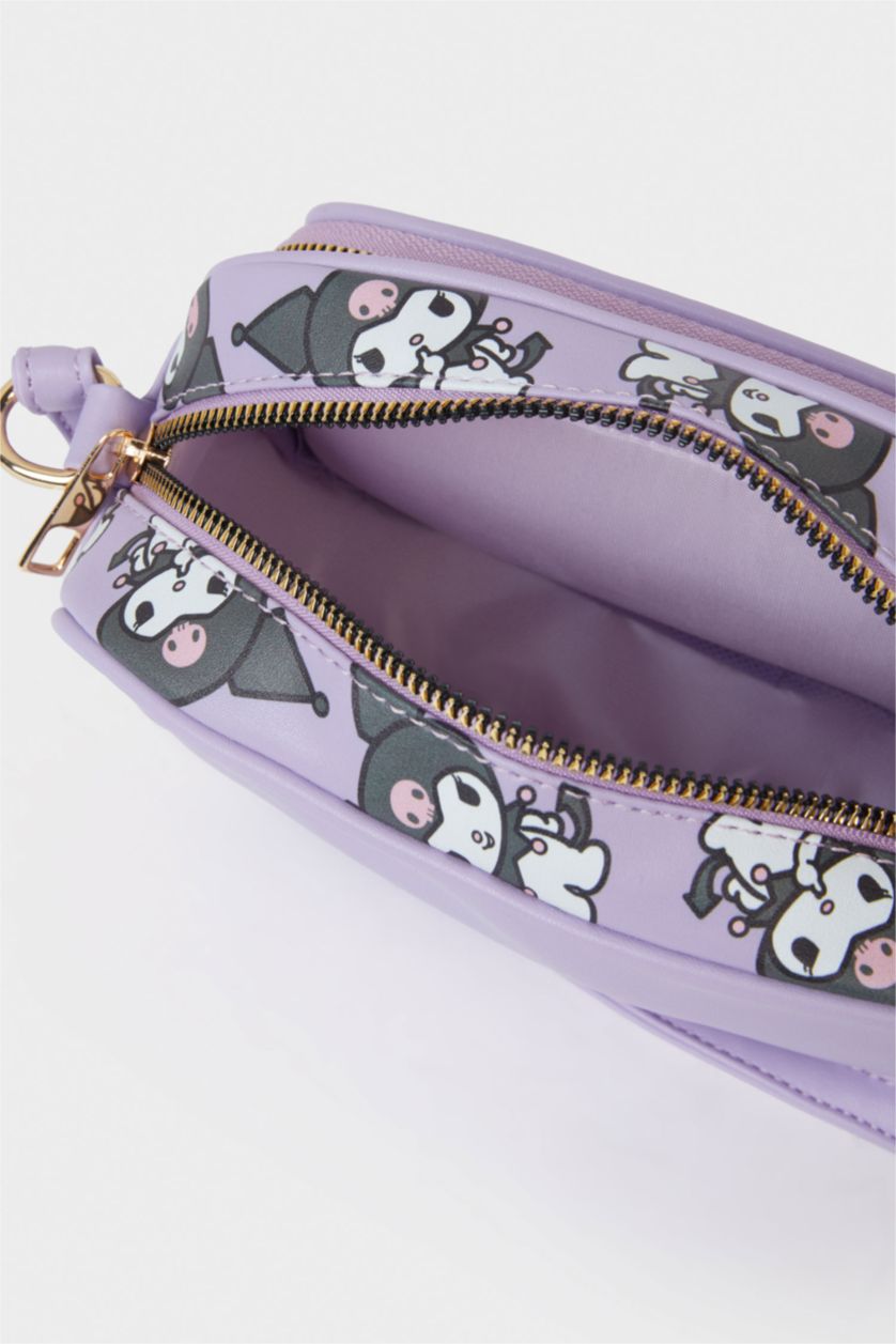 Kız Çocuk - Genç Kız Lila Kız Çocuk Kuromı Baskılı Çapraz Çanta