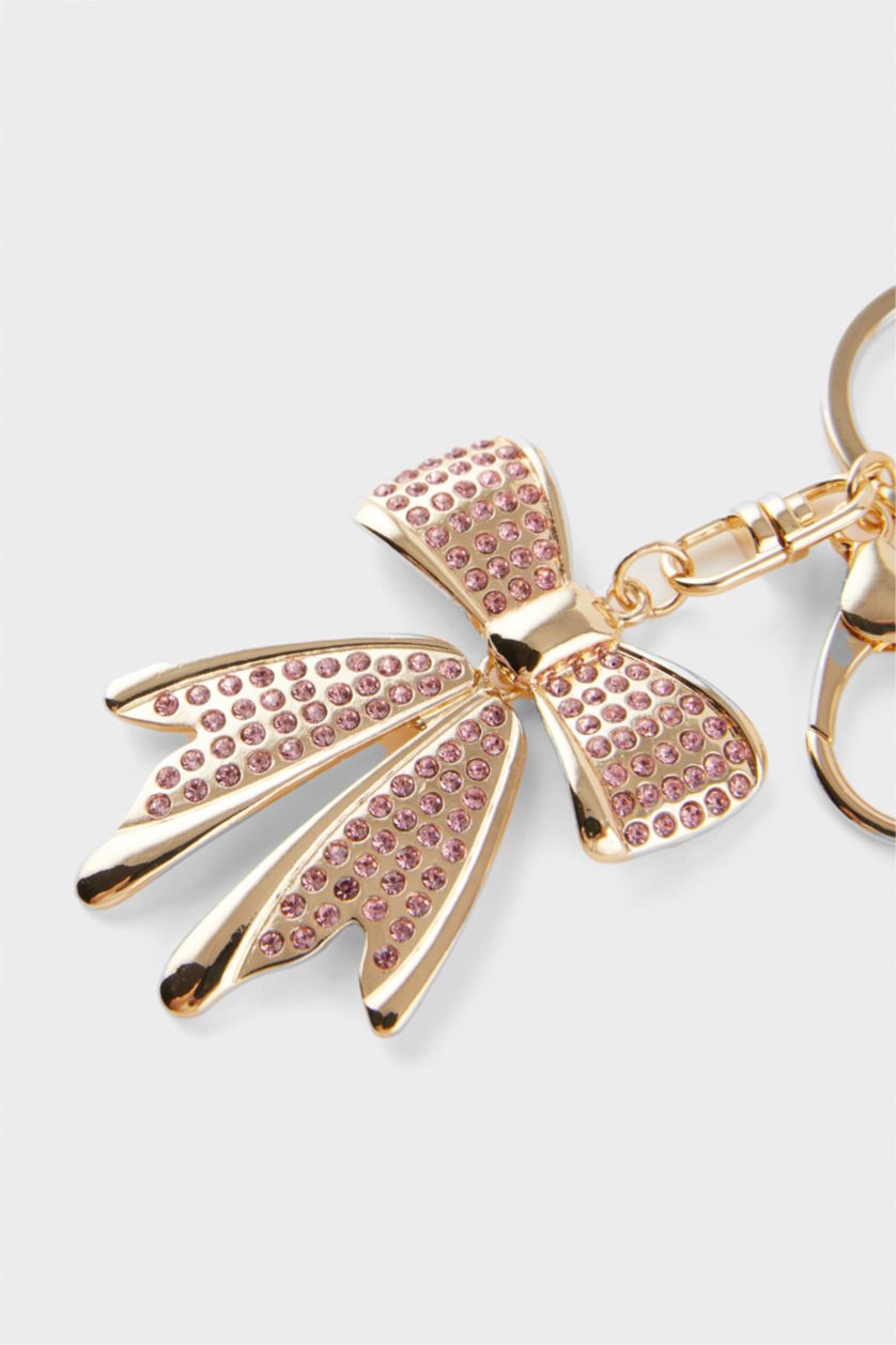 Kadın Altın Kadın Taşlı Fiyonk Charm Anahtarlık