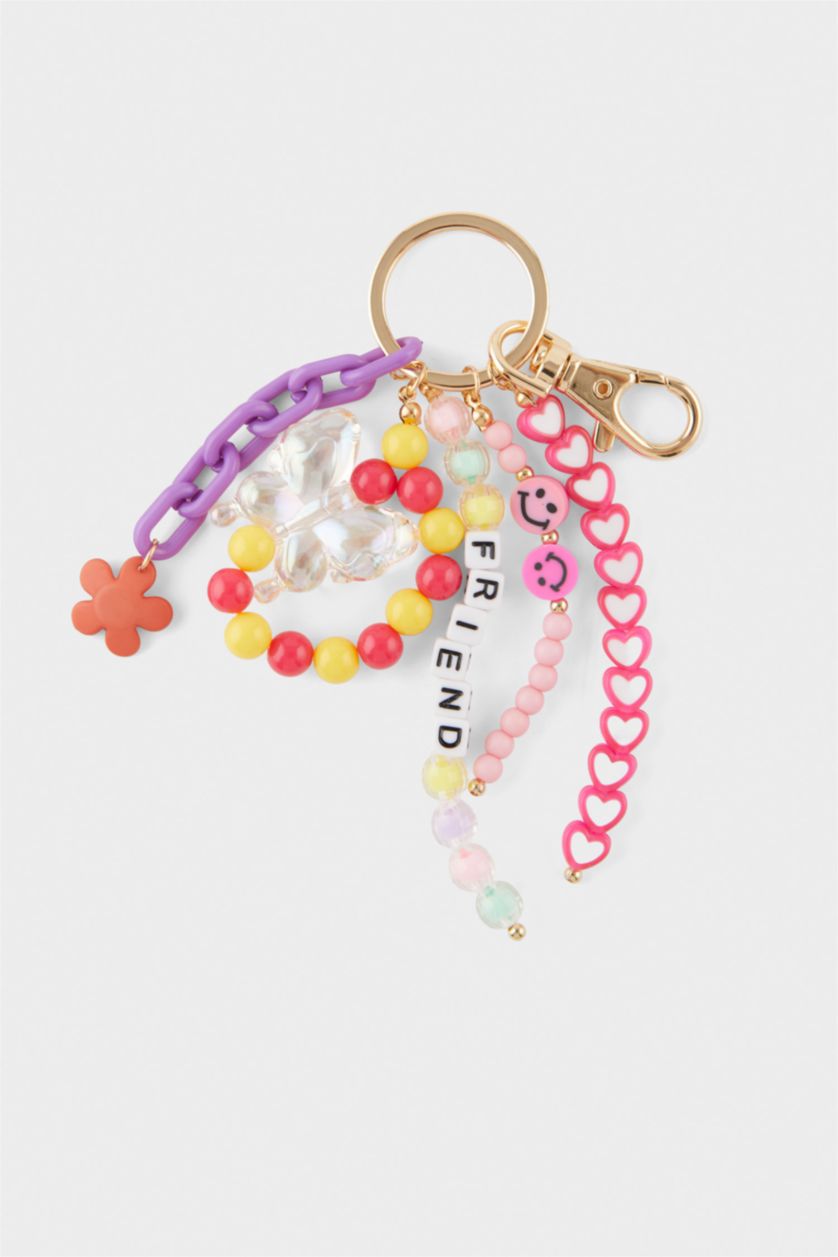 Kadın Karma Kadın Renkli Kalp Detaylı Charm Anahtarlık
