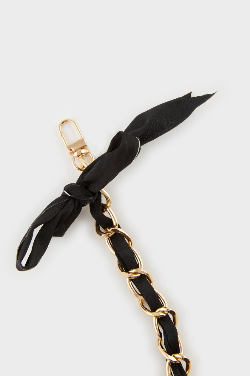 Kadın Siyah Kadın Siyah Kurdeleli Gold Charm Anahtarlık