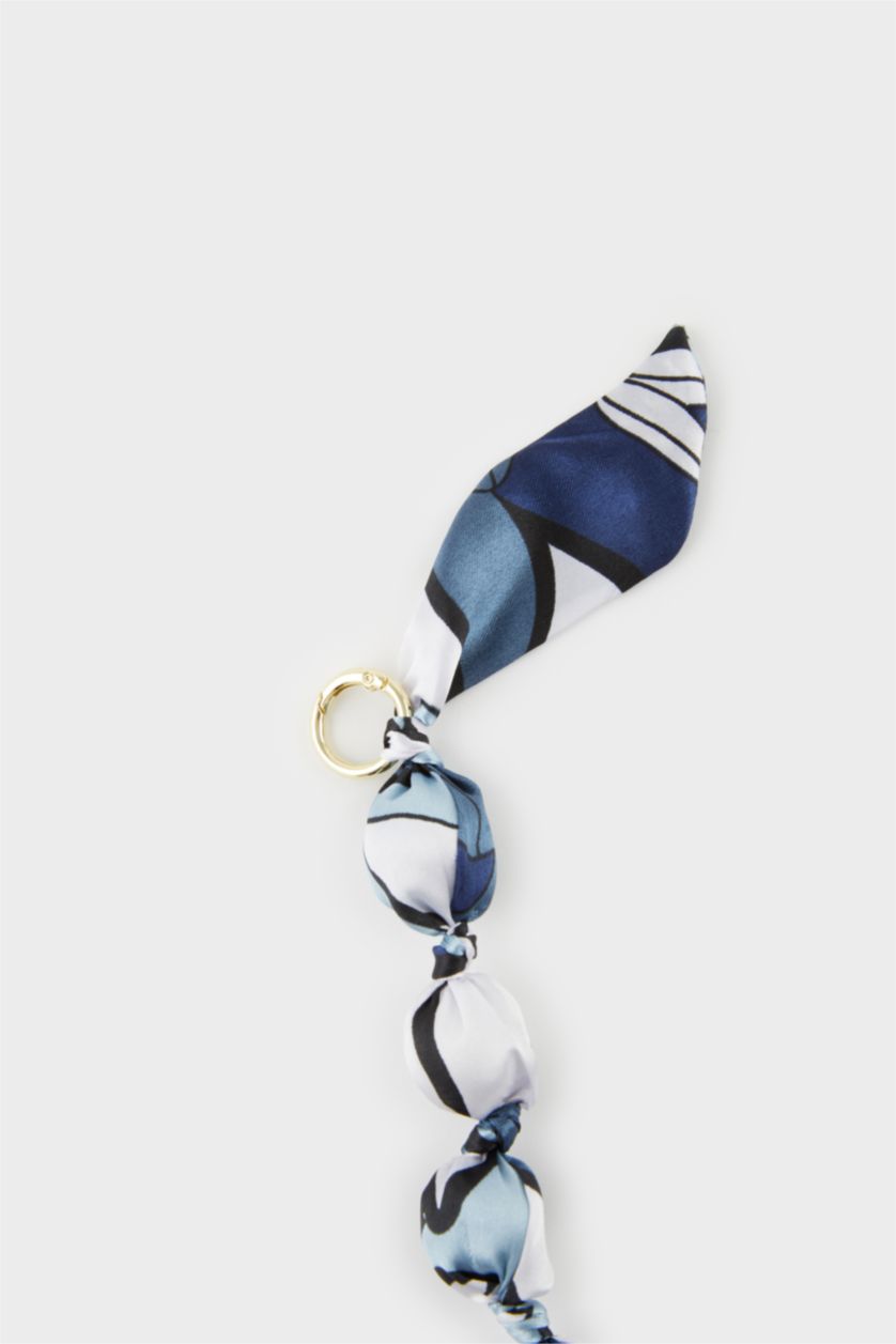 Kadın Lacivert Kadın Saten Kurdeleli Gold Charm Anahtarlık