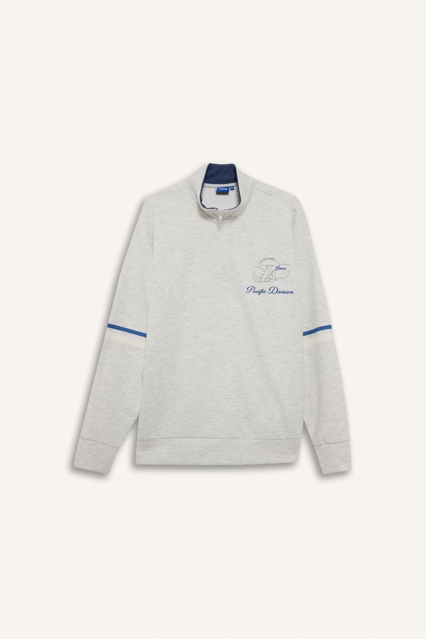 رجالي ميلانج رمادي فاتح سويت شيرت قصة مريحة بطبعة NBA Lakers