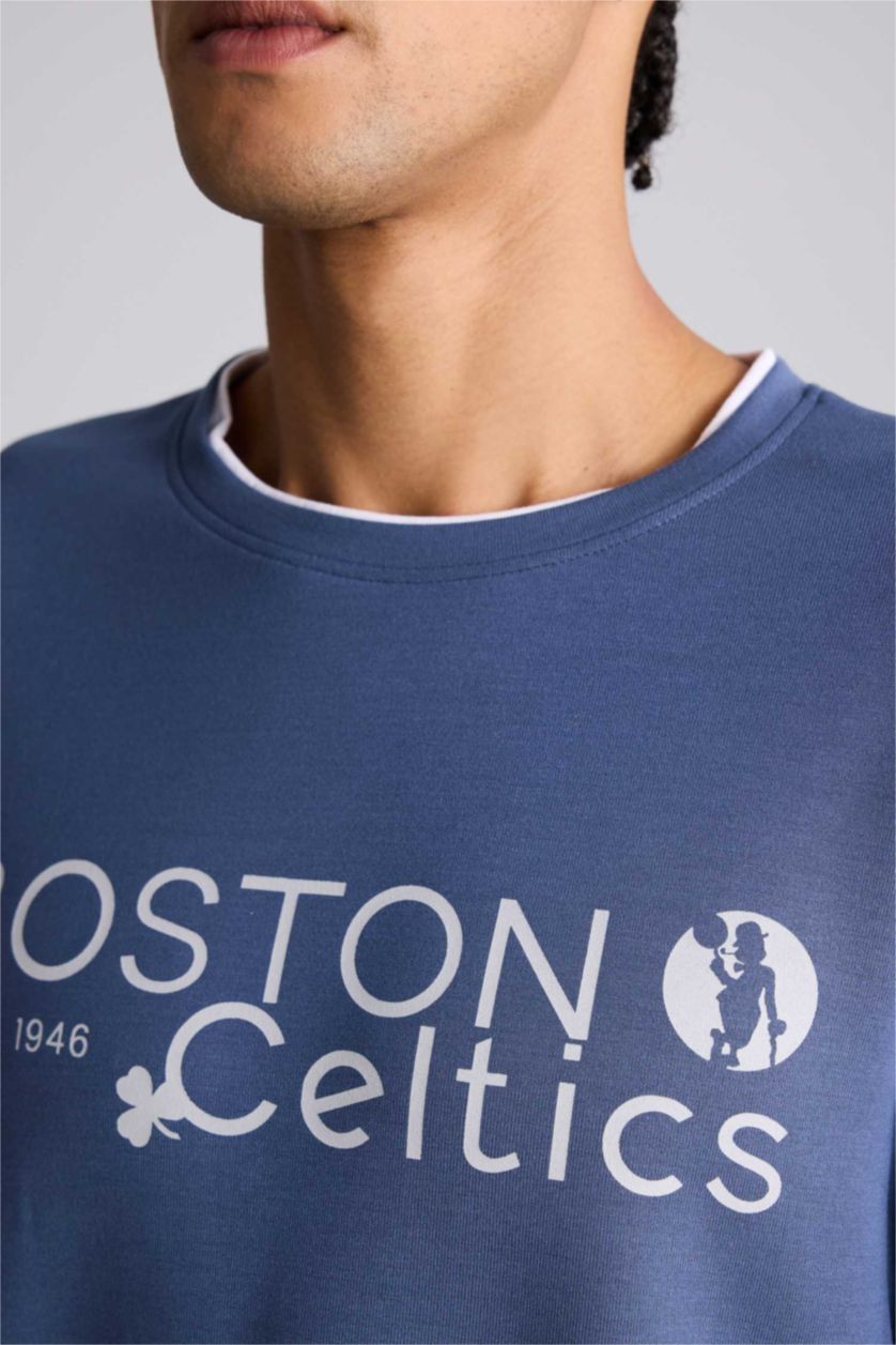 MAN Indigo Boxy Fit Boston Celtics Licensed Long Sleeve Sweatshirt
