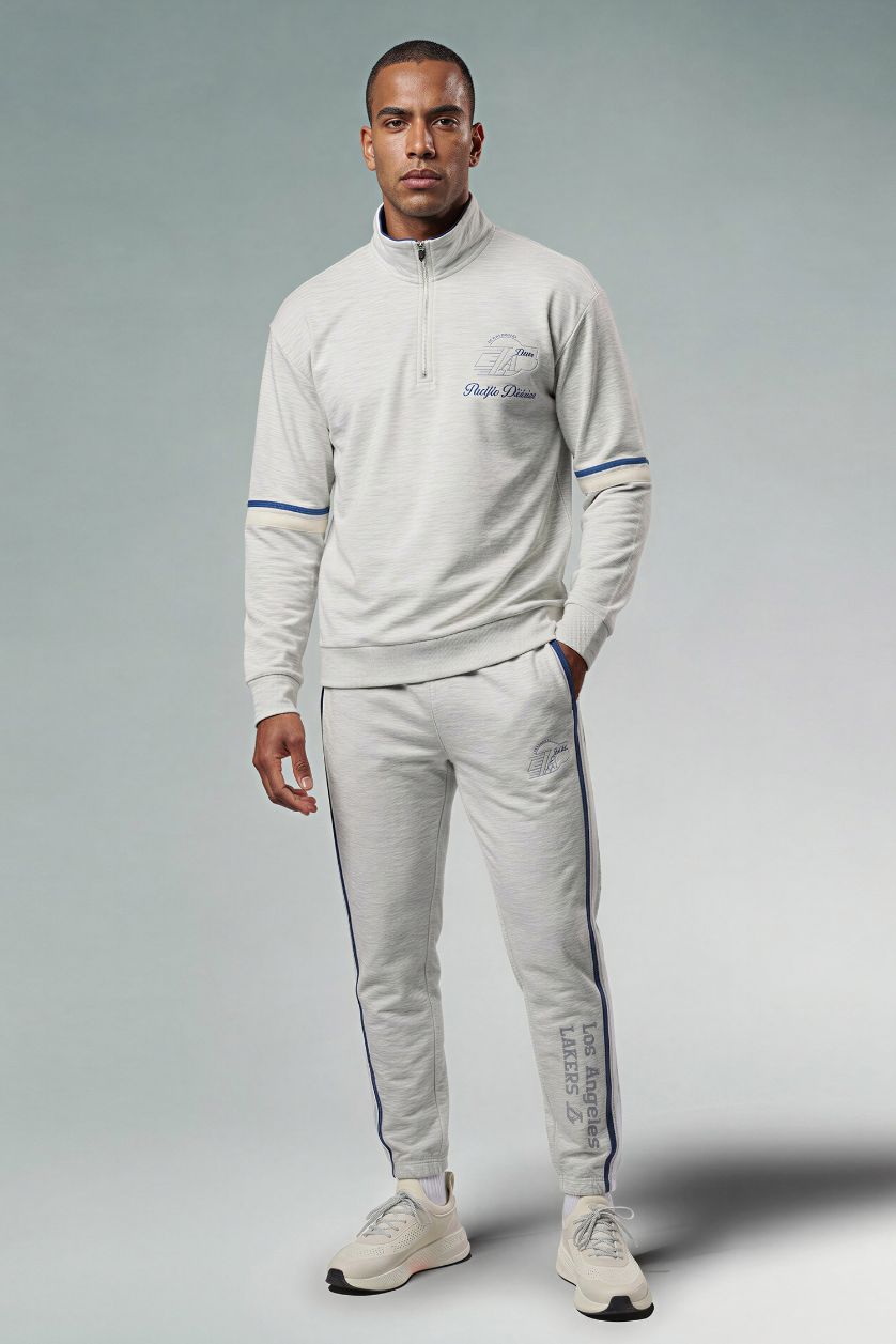 MAN Light Grey Melange Standard Fit NBA Los Angeles Lakers Licensed Scuba Fabric Jogger