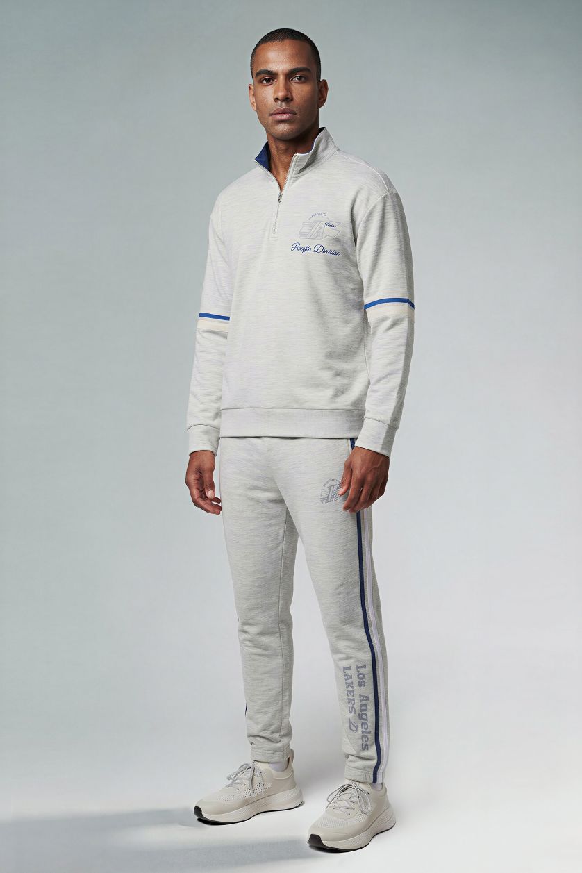 MAN Light Grey Melange Standard Fit NBA Los Angeles Lakers Licensed Scuba Fabric Jogger