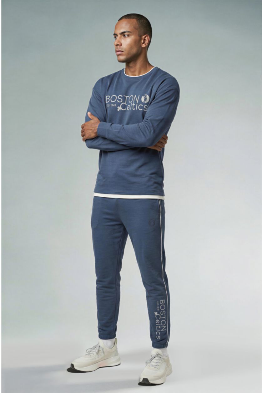 MAN Indigo Standard Fit Boston Celtics Licensed Scuba Fabric Jogger