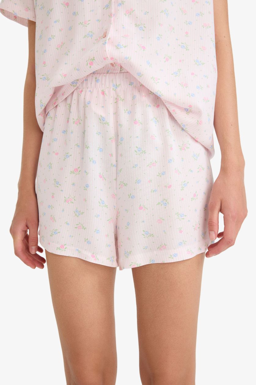 Woman Light Pink Fall in Love Regular Fit Viscose Top Shorts 2 Piece Pajama Set