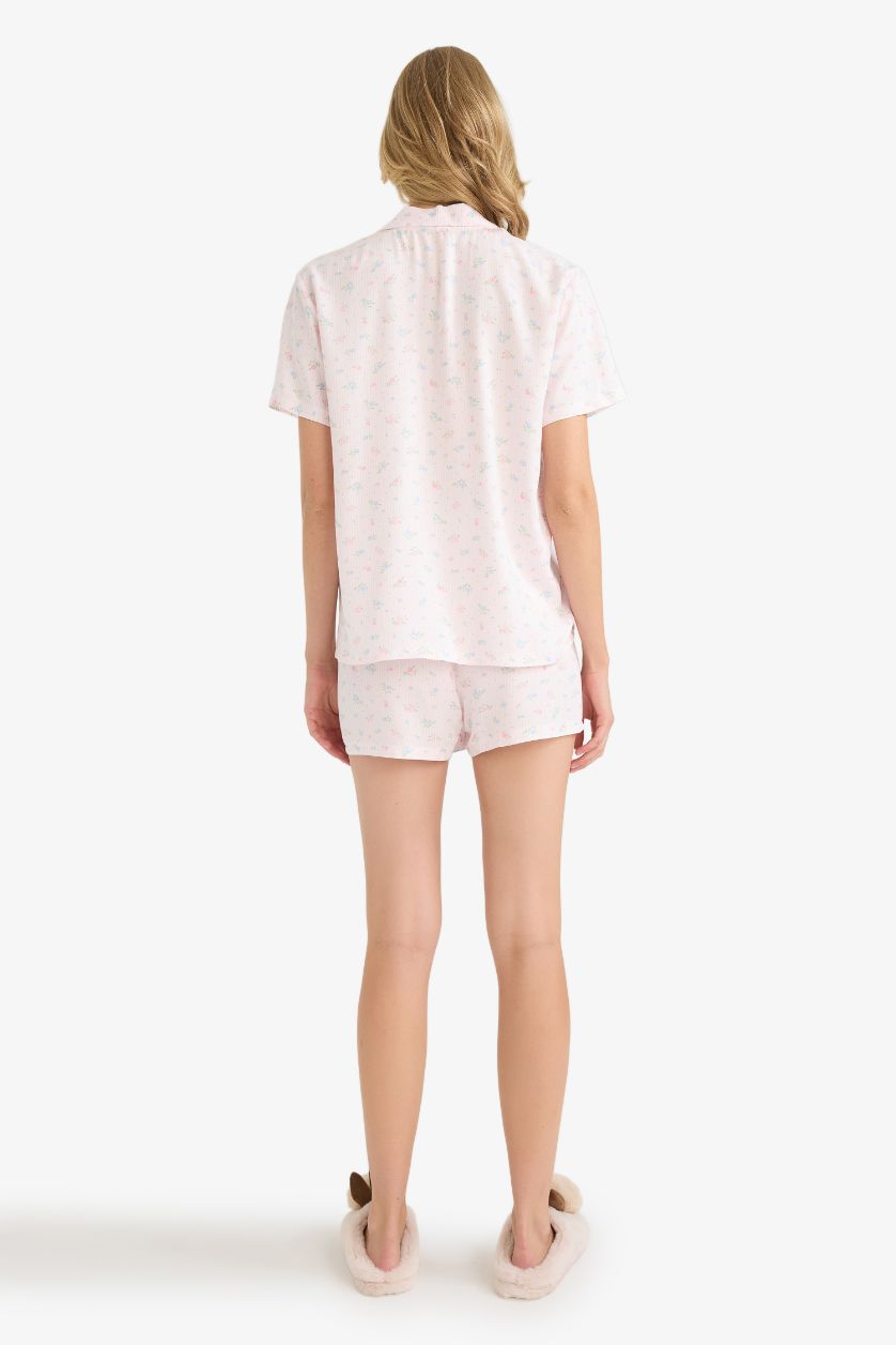 Woman Light Pink Fall in Love Regular Fit Viscose Top Shorts 2 Piece Pajama Set