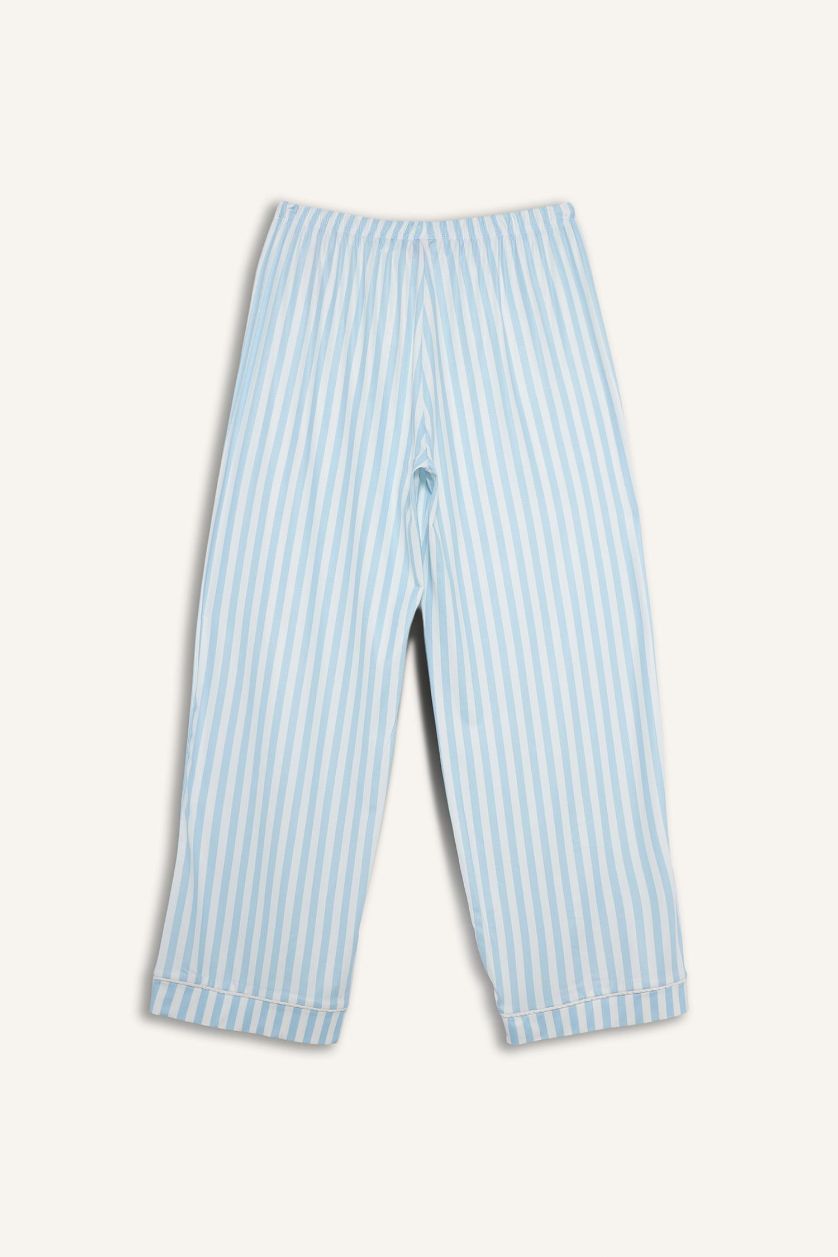 Женщины Светло-синий Длинные пижамные брюки Regular Fit в полоску