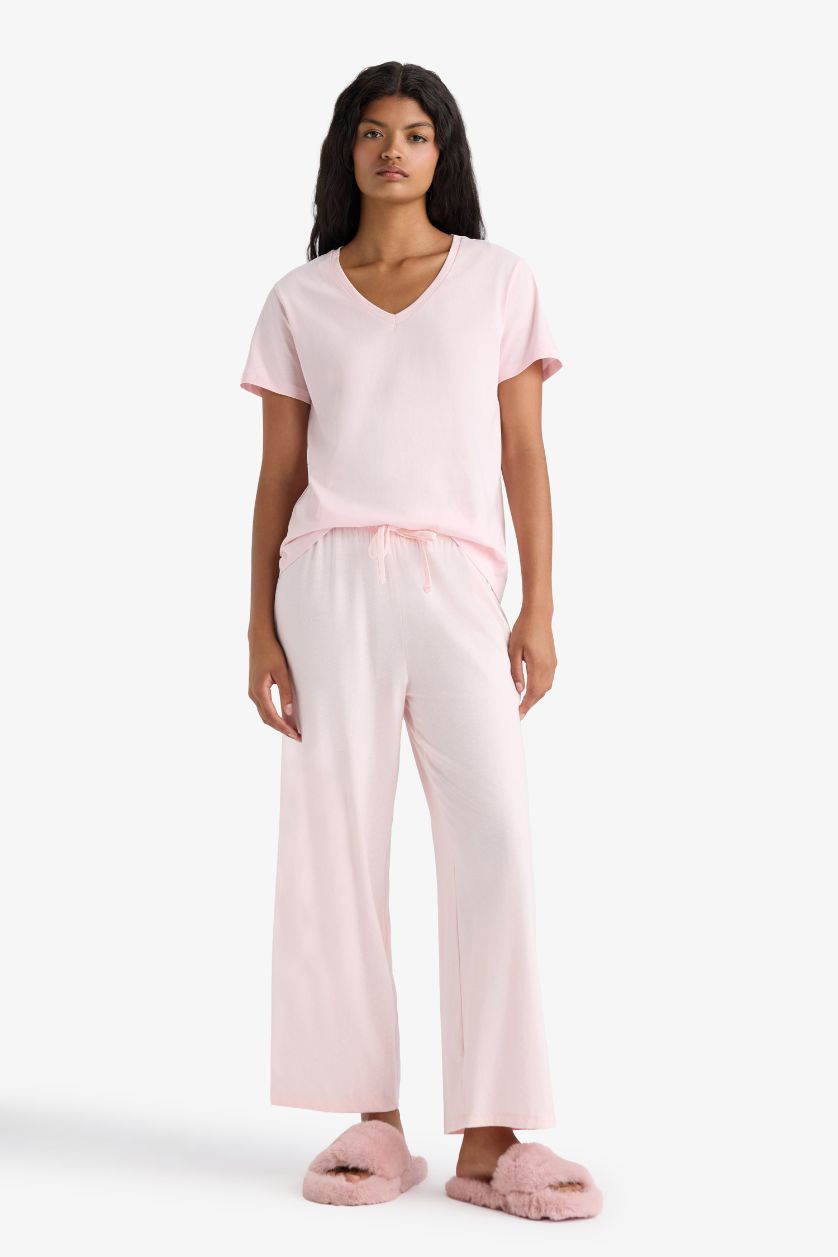 Woman Light Pink Regular Fit Knitted Bottoms