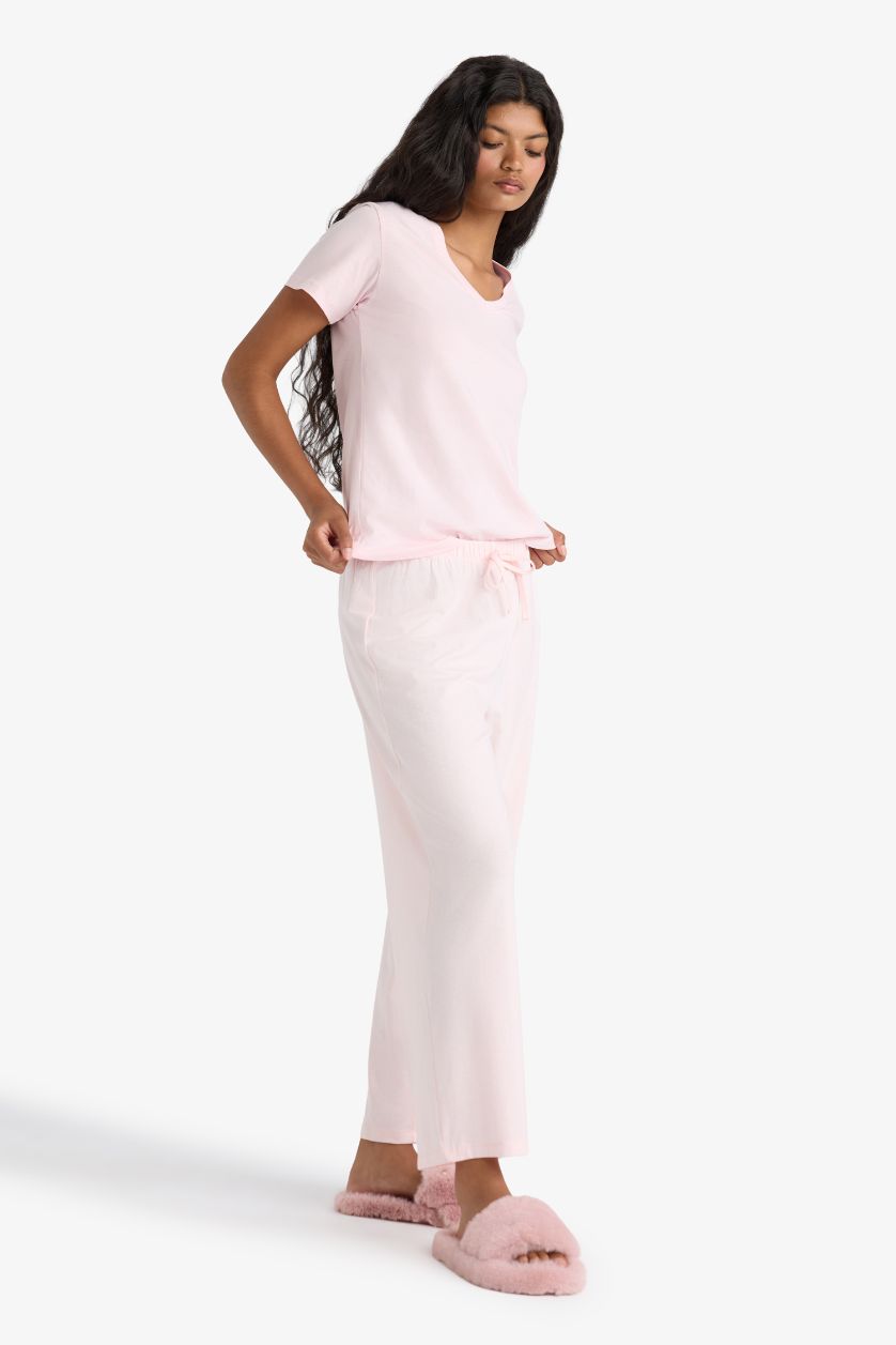 Woman Light Pink Regular Fit Knitted Bottoms