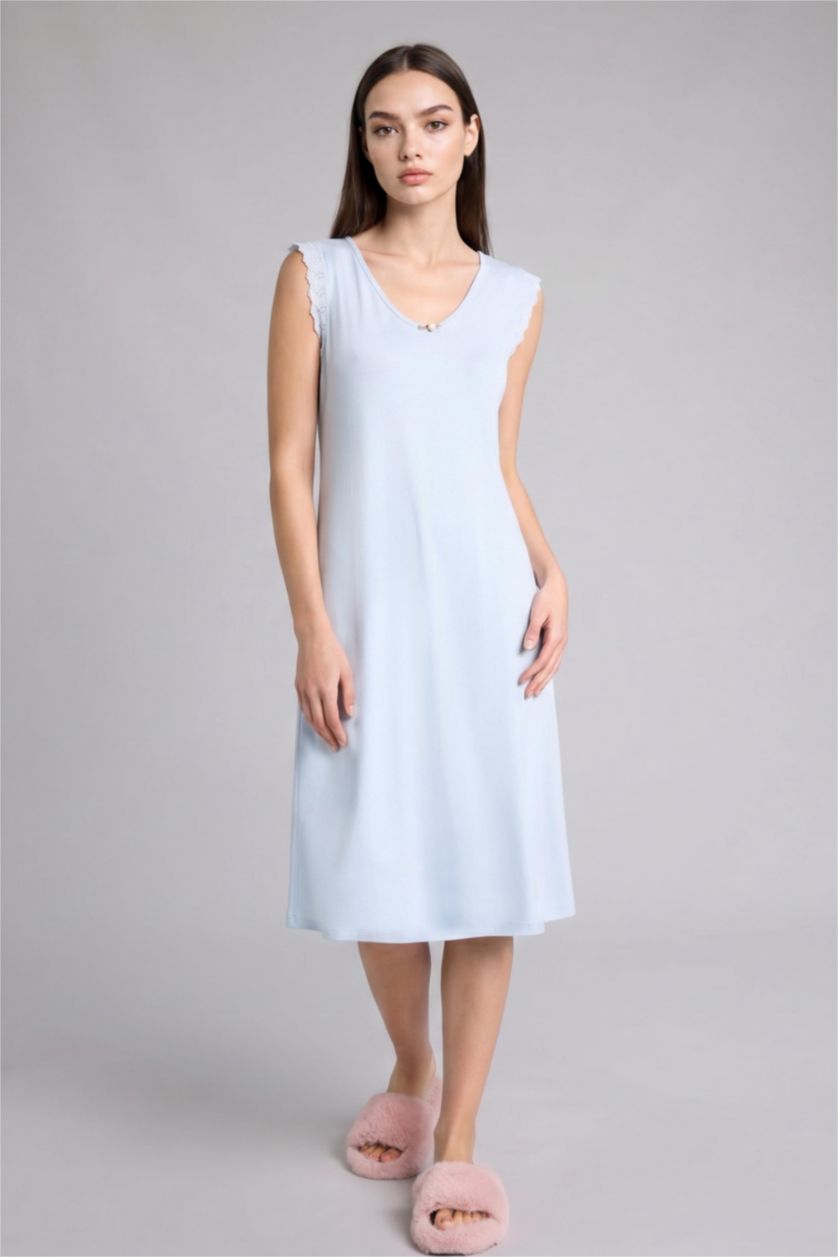 Woman Light Blue Knitted Dress