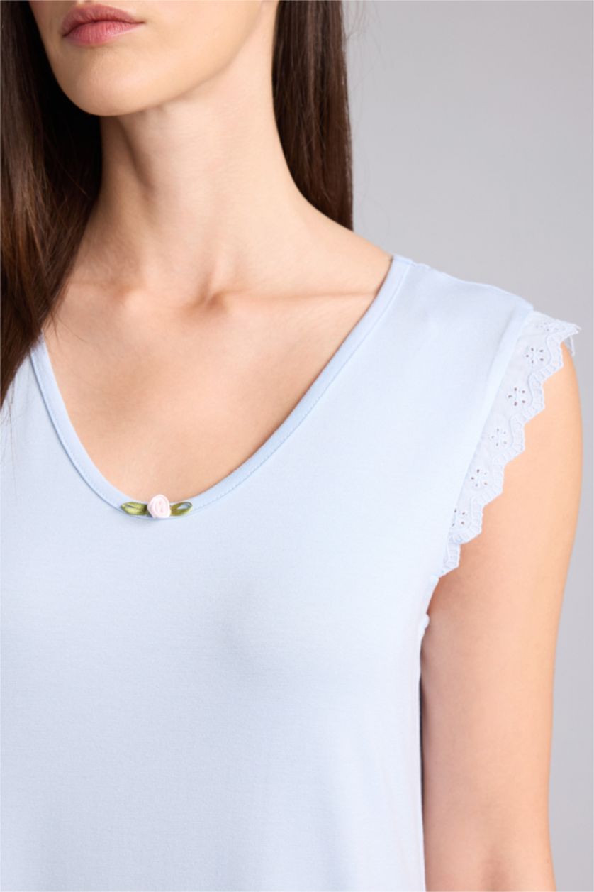 Woman Light Blue Knitted Dress