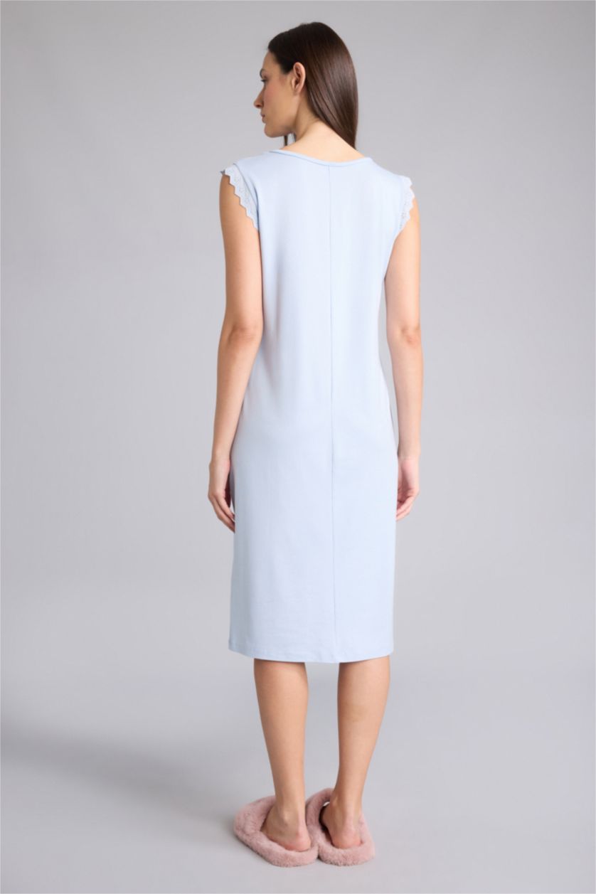 Woman Light Blue Knitted Dress