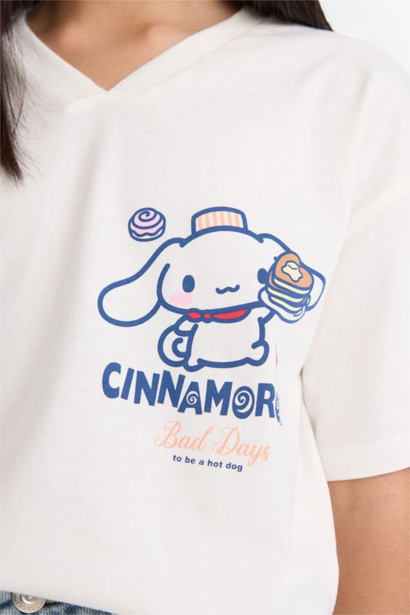 Kız Çocuk - Genç Kız Ekru Cınnamoroll Oversıze Tişört Kız Çocuk