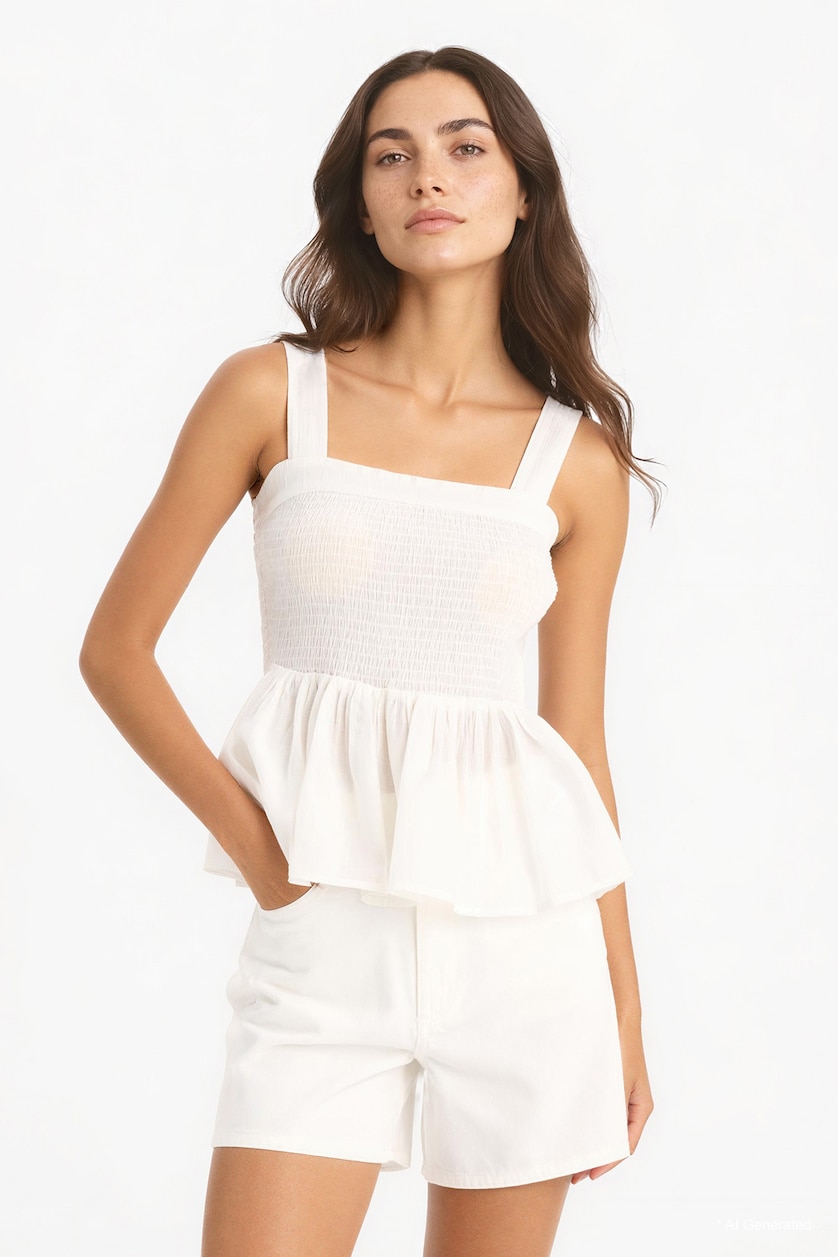 FEMME Blanc Short gabardine blanc 100% coton avec poches