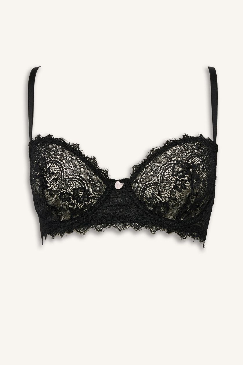 حريمي أسود برا بدون بطانة بالدانتيل