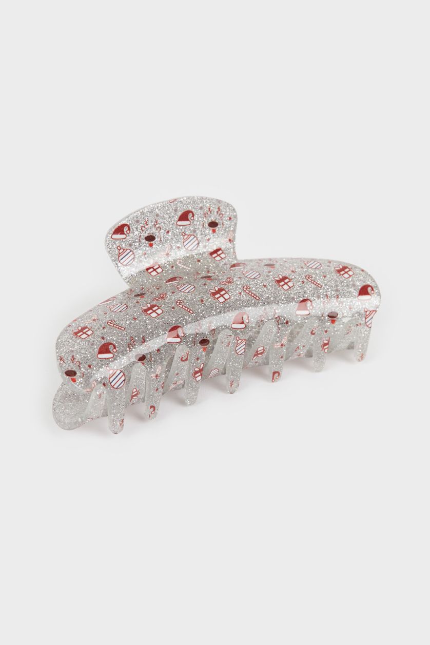 Kadın Gümüş Kadın Yılbaşı Temalı Parıltılı Mandal Toka