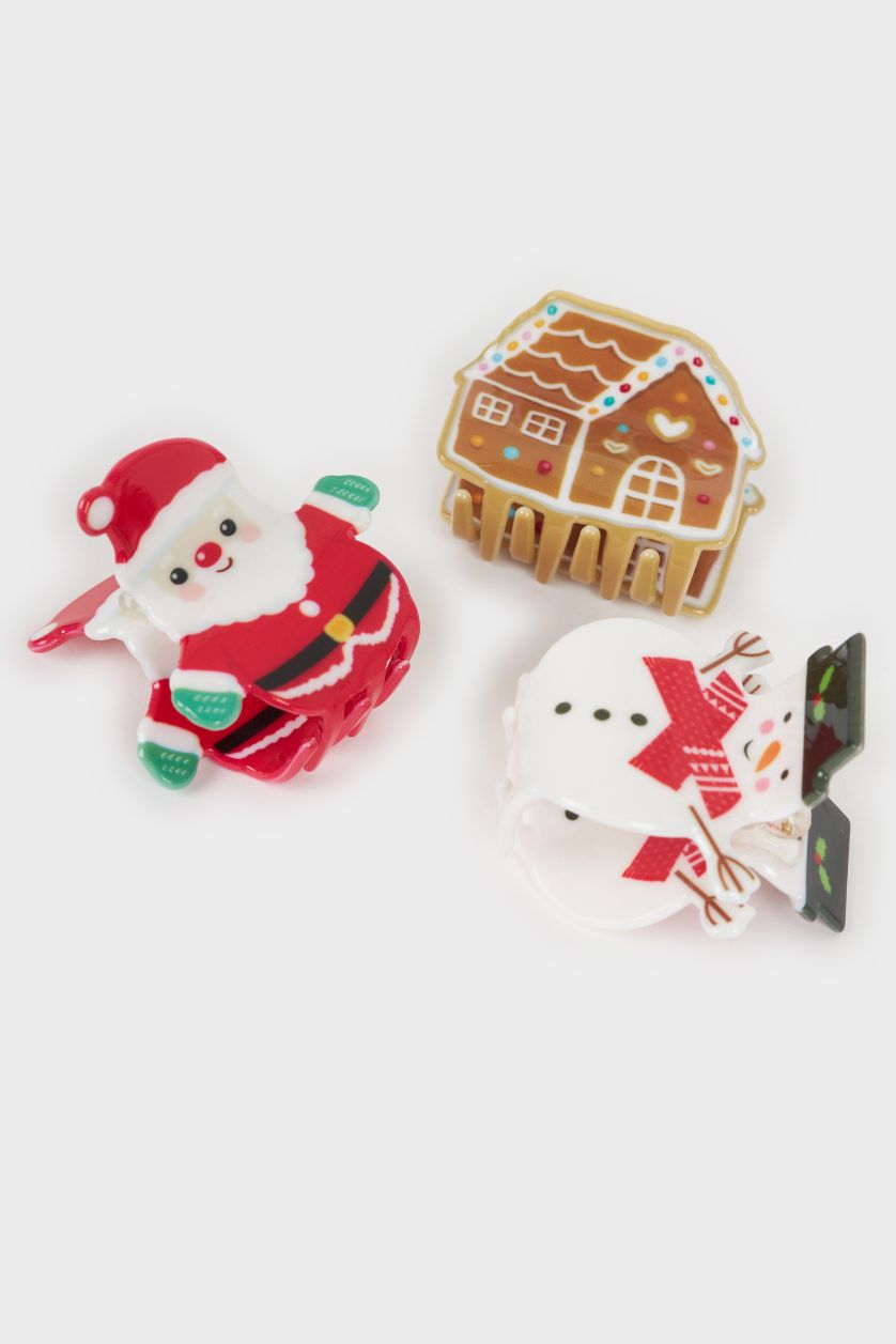 Kadın Karma Kadın Yılbaşı Kardan Adam Temalı 3'lü Mandal Toka