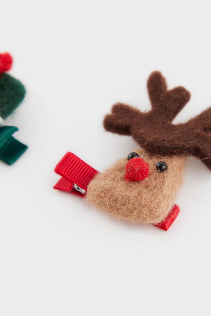 Kadın Karma Kız Çocuk Yılbaşı Geyik Temalı 3'lü Çıtçıtlı Toka