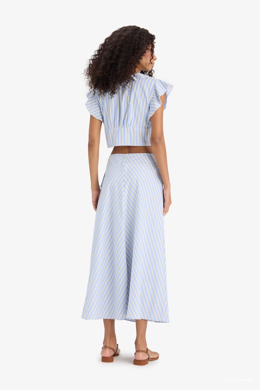 Women Light Blue A Cut Maxi