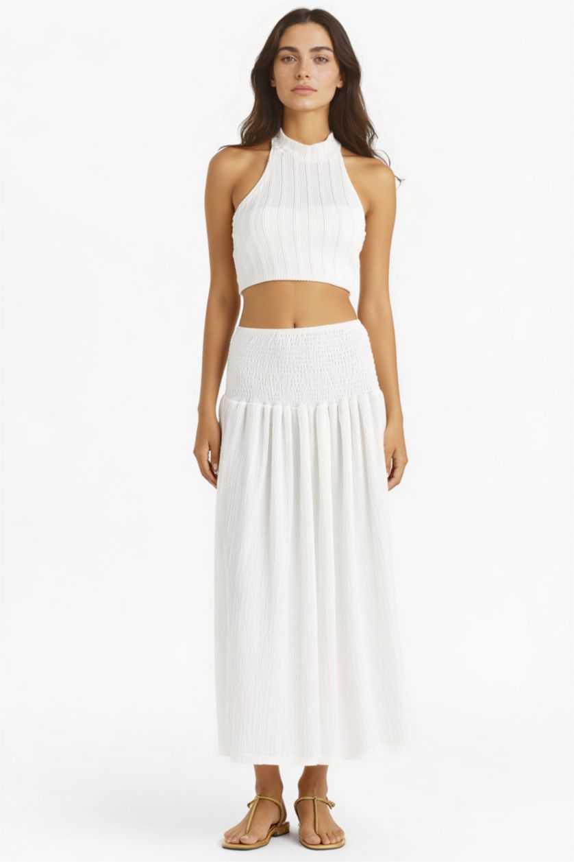 Kadın Kırık Beyaz A Kesim Maxi Etek
