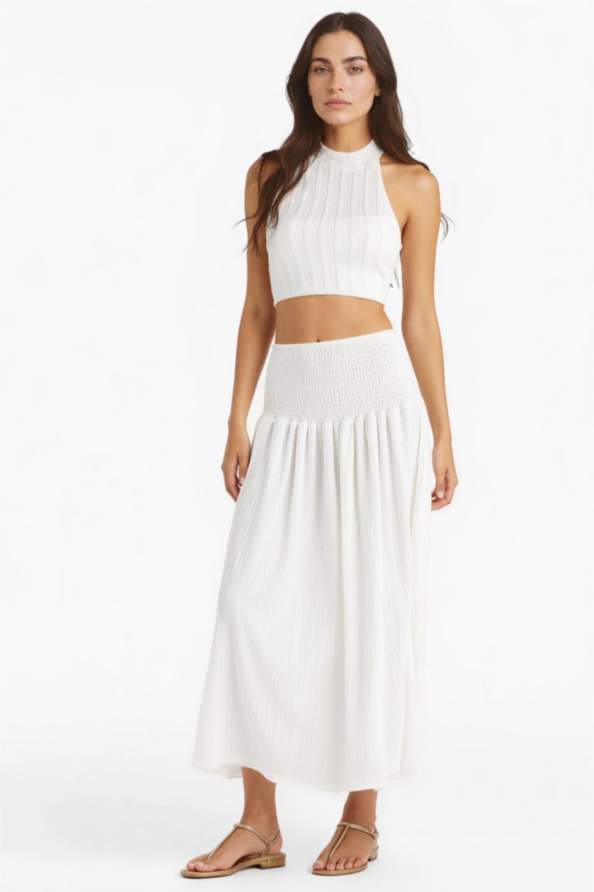 Kadın Kırık Beyaz A Kesim Maxi Etek