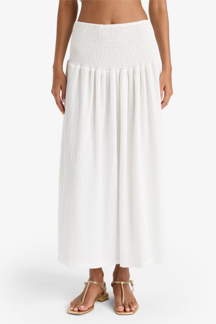 Kadın Kırık Beyaz A Kesim Maxi Etek