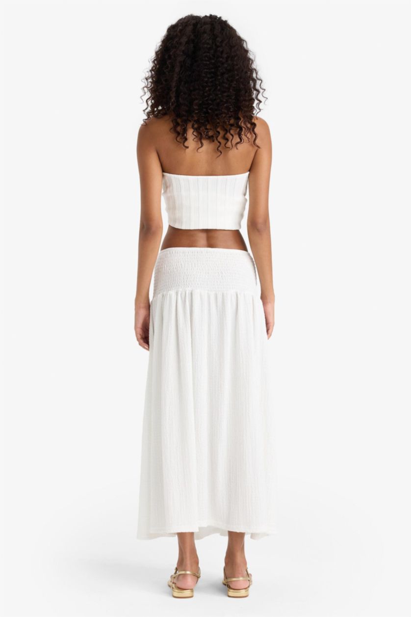 Kadın Kırık Beyaz A Kesim Maxi Etek