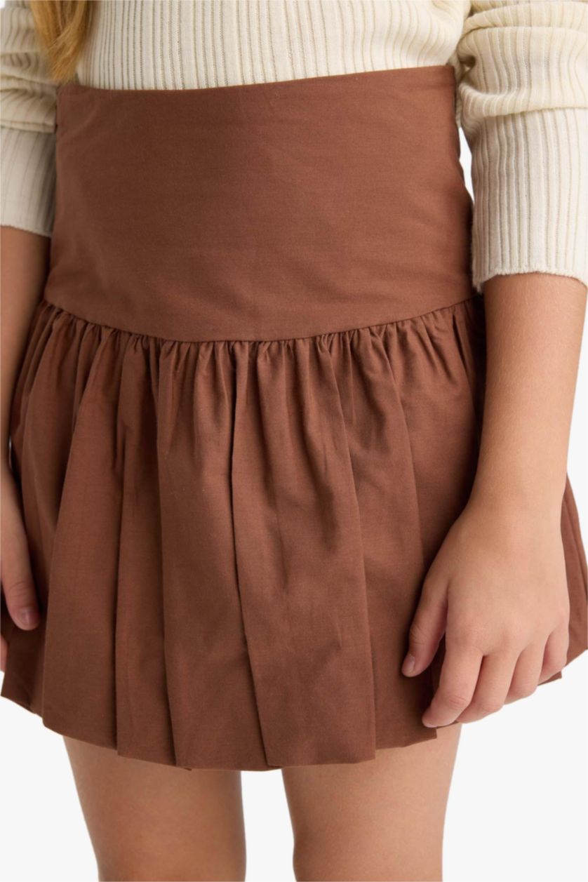 GIRLS & TEENS Brown Girl Poplin Balloon Fit Skirt