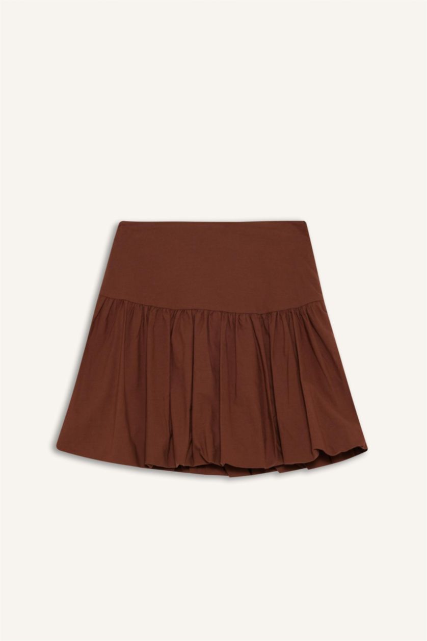 GIRLS & TEENS Brown Girl Poplin Balloon Fit Skirt