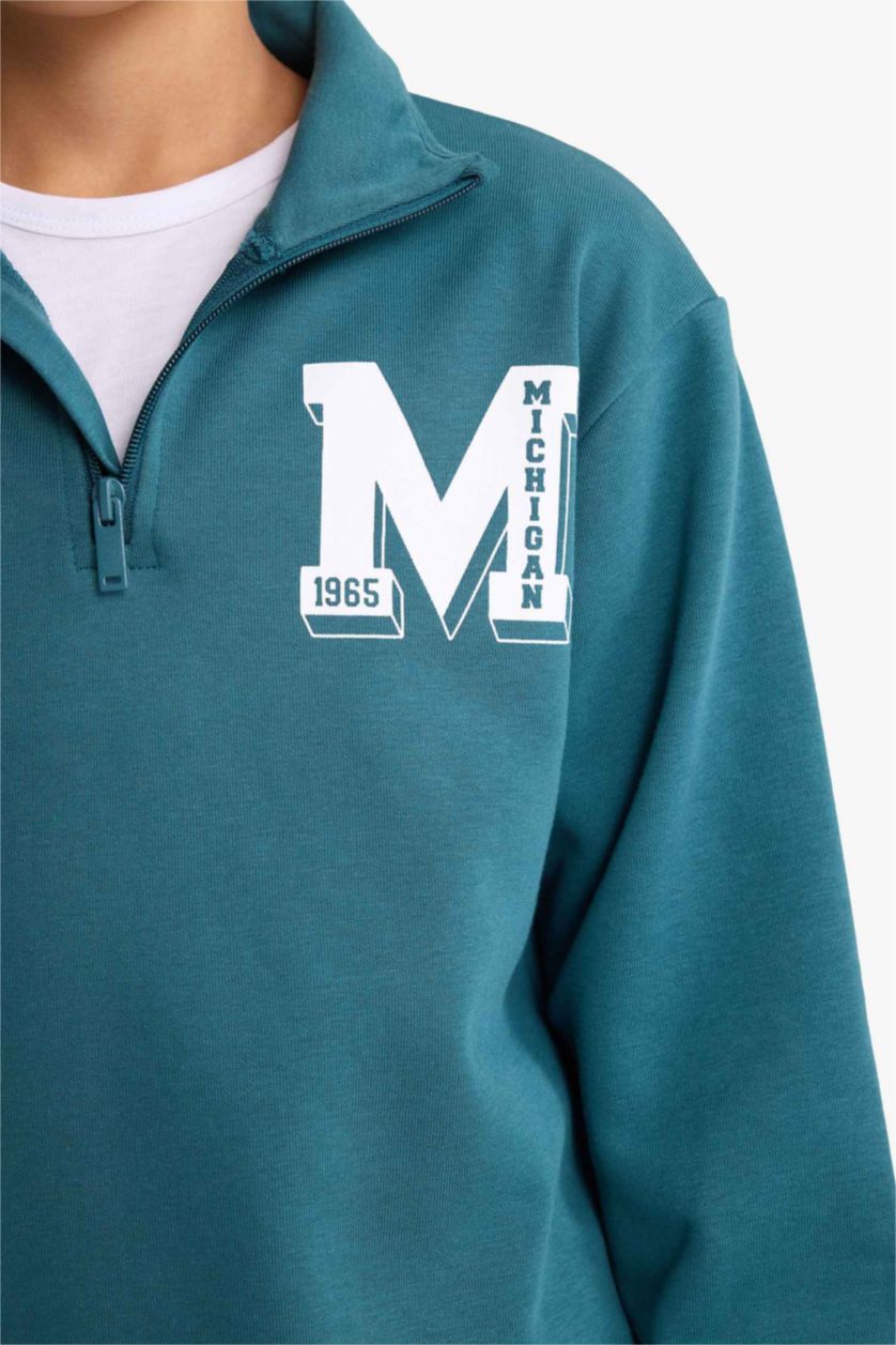 أولادي أخضر غامق طقم اولادي سويت شيرت وسويت بانتس قصة عادية - قطعتين