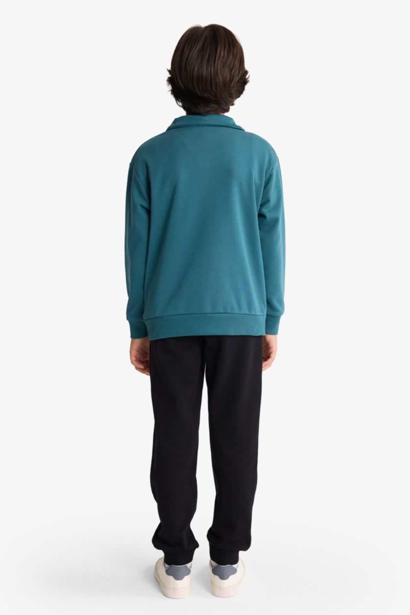 أولادي أخضر غامق طقم اولادي سويت شيرت وسويت بانتس قصة عادية - قطعتين