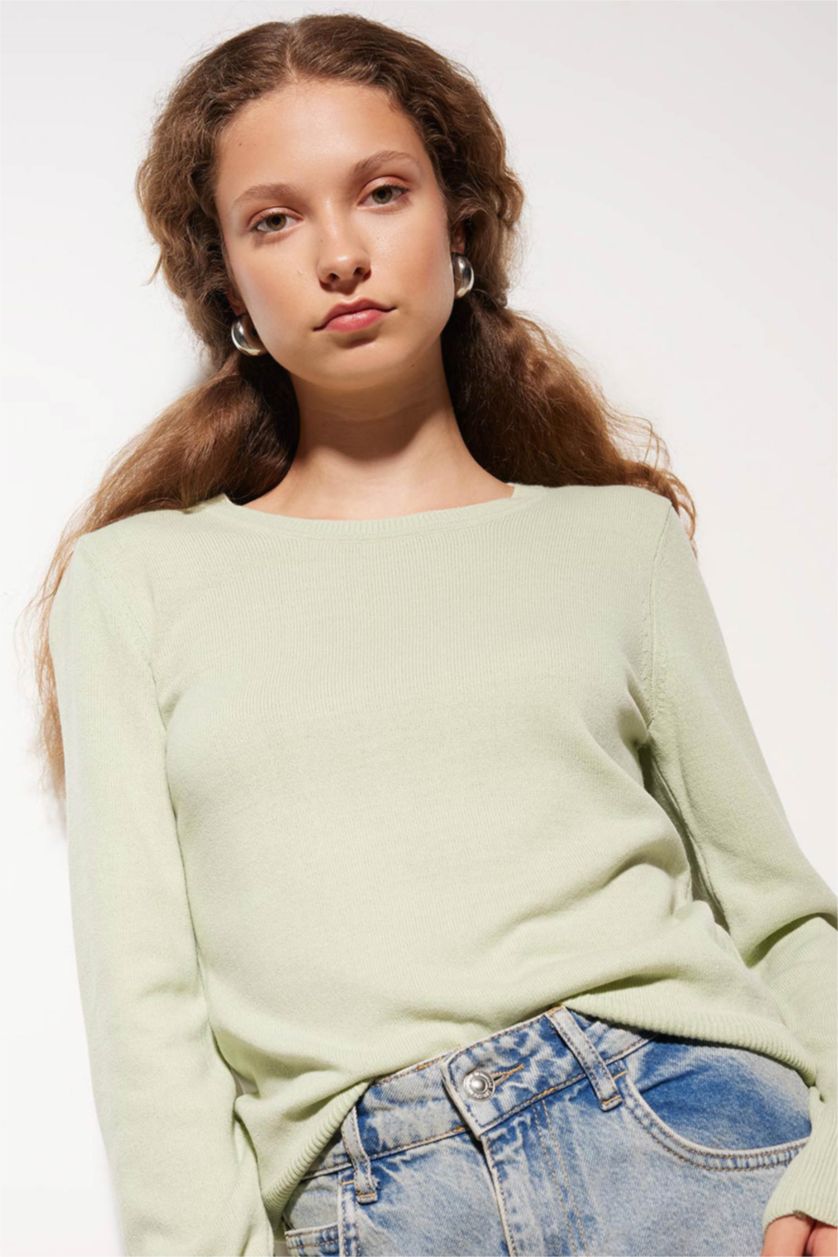 Women Mint Regular Fit Knitwear Pullover