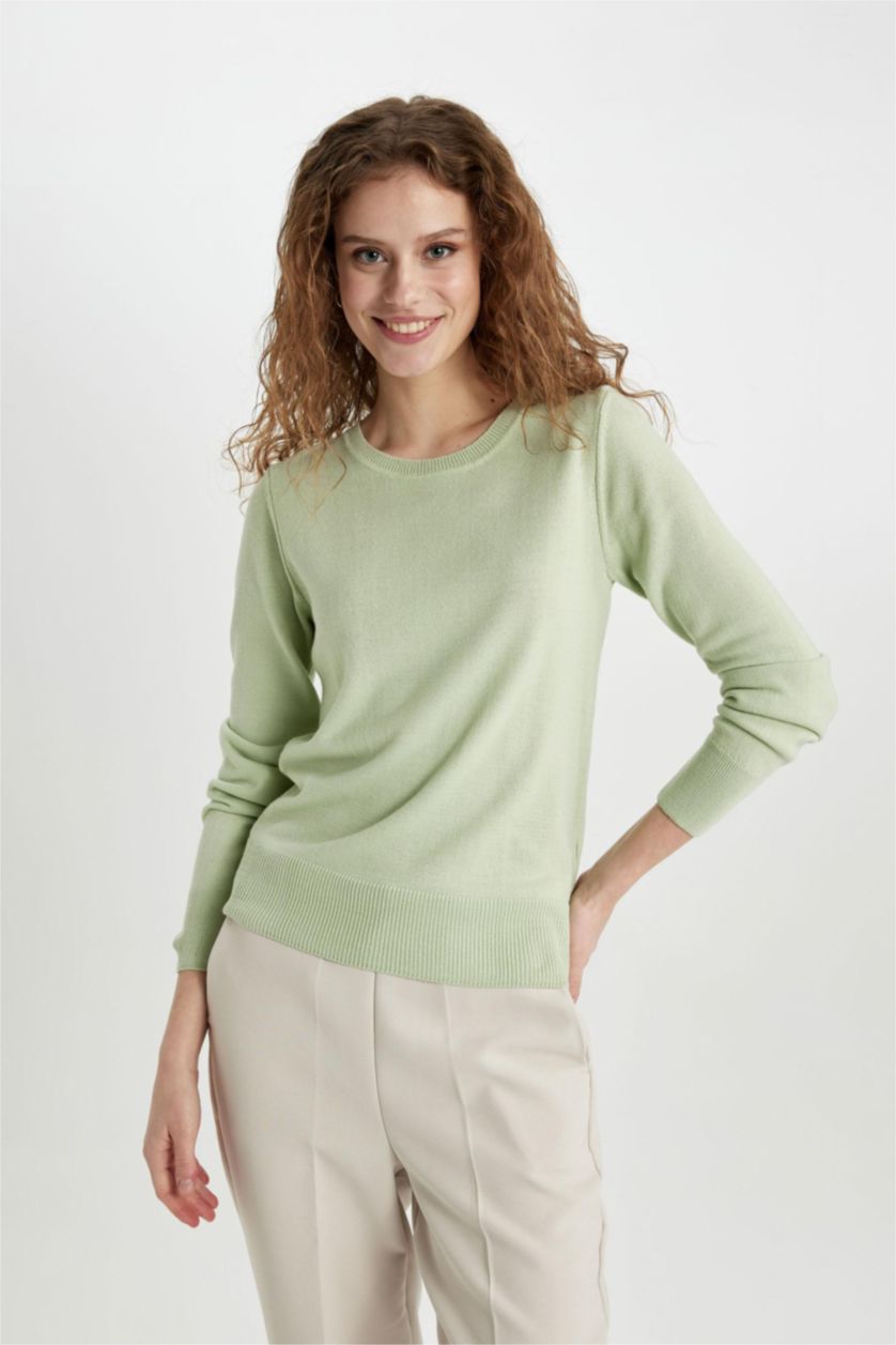 Women Mint Regular Fit Knitwear Pullover