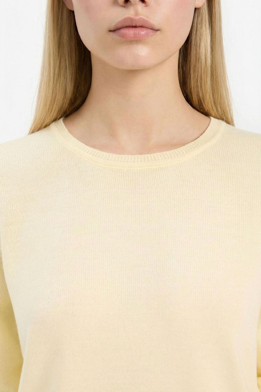 Kadın Açık Sarı Regular Fit Bisiklet Yaka Triko Kazak