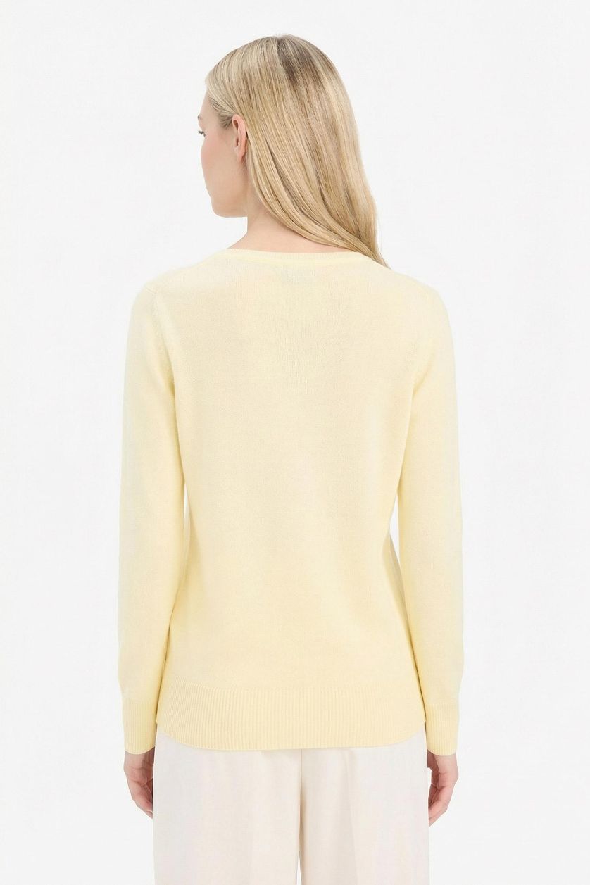 Kadın Açık Sarı Regular Fit Bisiklet Yaka Triko Kazak