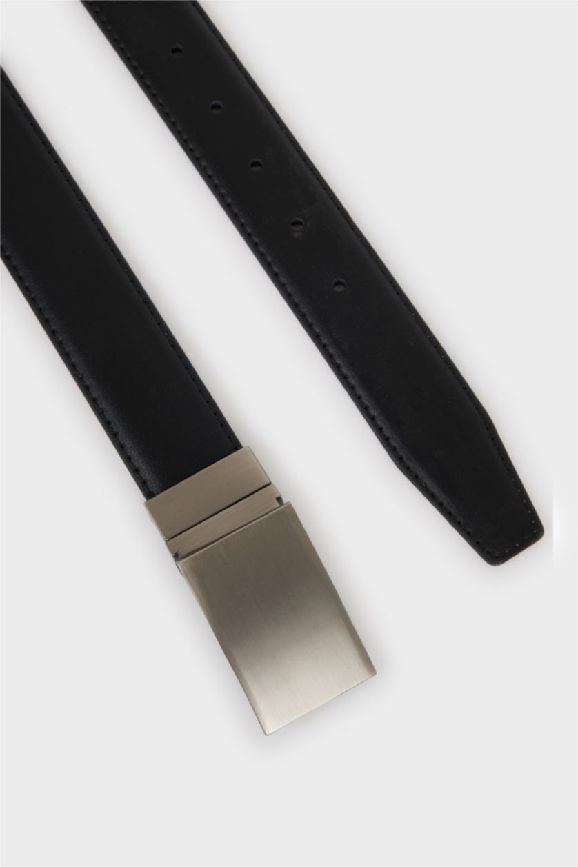 MAN Karma Man Rectangle Clasp Faux Leather Belt