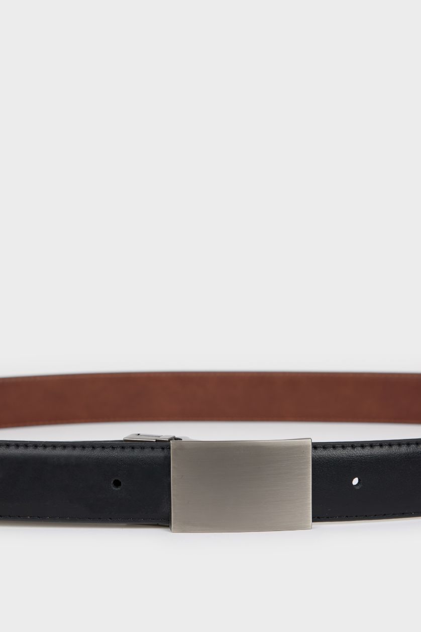 MAN Karma Man Rectangle Clasp Faux Leather Belt