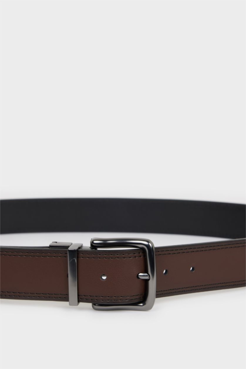 HOMME Karma Ceinture en simili cuir avec boucle rectangulaire pour homme